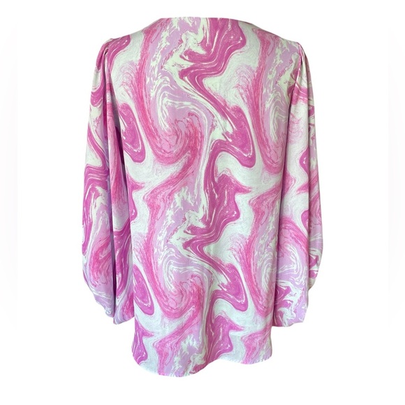 Adrienne Swirl Print V-Neck Balloon Sleeve Top , Size Small, Date Night Casual - Picture 3 of 6